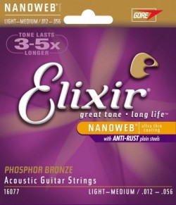 Elixir 16077 Nanoweb Light Medium Phosphor Bronze 12-56
