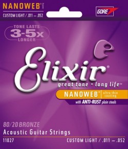 Elixir 11027 Nanoweb Custom Light 80/20 Bronze 11-52