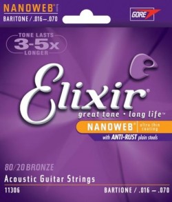 Elixir 11306 Nanoweb 80/20 Bronze Baritone 16-70